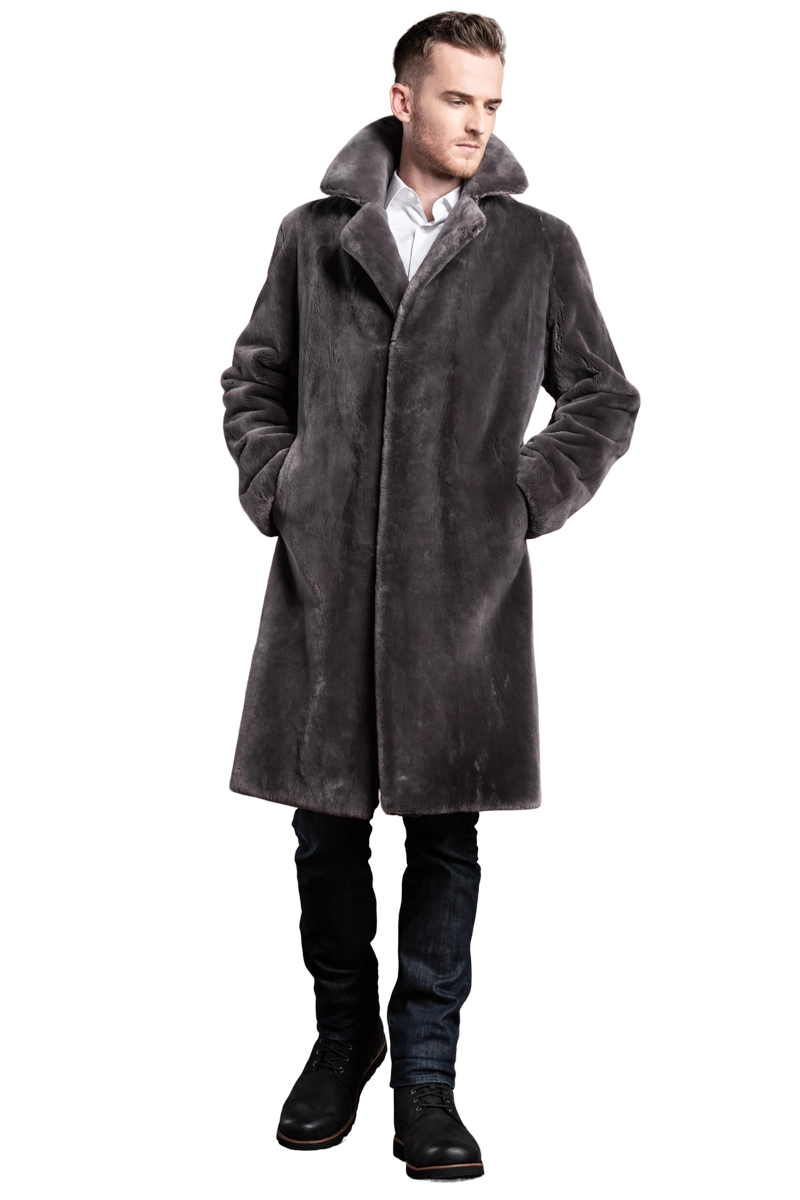 Gray EM-EL The Hans Men's Sheared Beaver Fur Coat