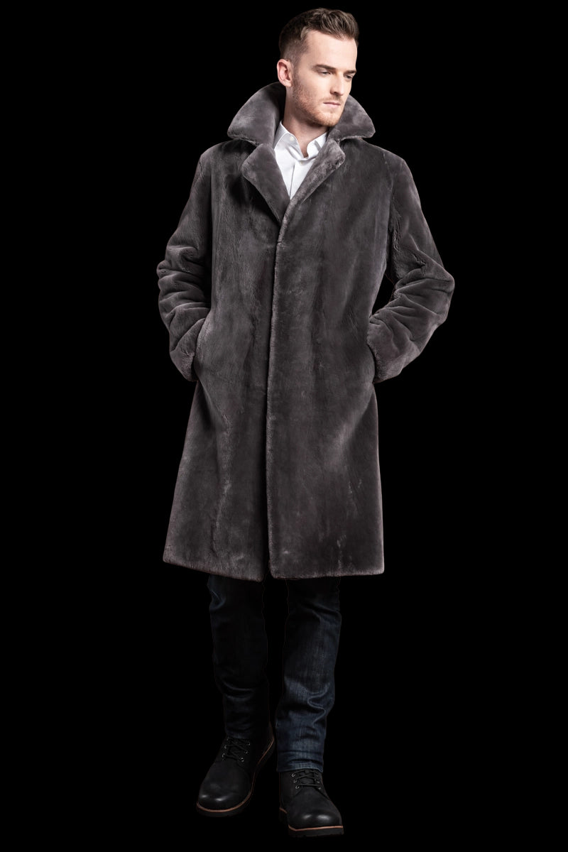 Gray EM-EL The Hans Men's Sheared Beaver Fur Coat