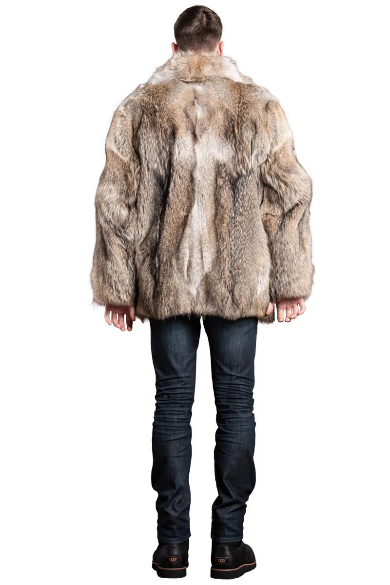 NaturalMulti EM-EL The Terry Men's Natural Coyote Fur Bomber Jacket