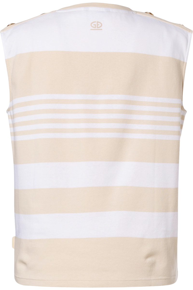 Champagne/White Goldbergh Mimi Sleeveless Button Detail Top Product Back View