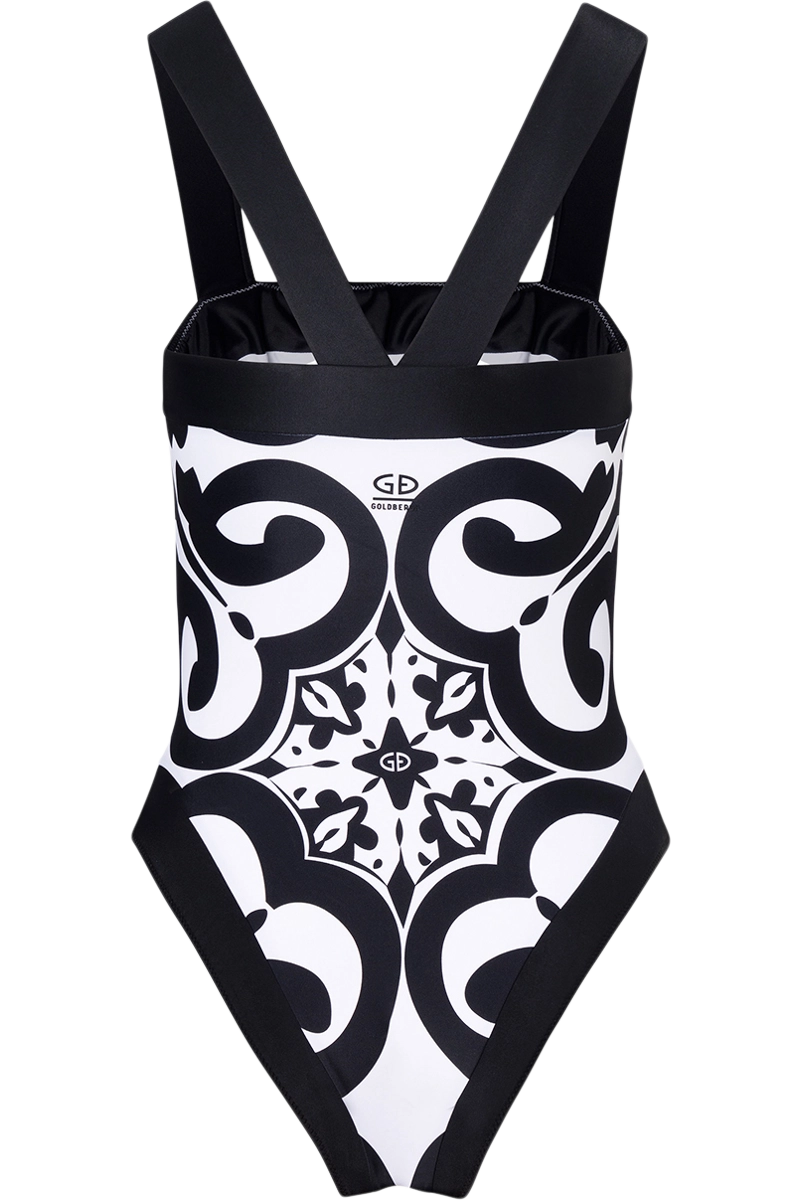 Black White Goldbergh Women's Costella Bathing Suit Product Back View