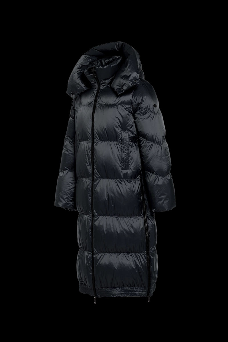 BLACK GOLDBERGH WOMEN'S KEANU DOWN SLEEPING BAG COAT PRODUCT FRONT VIEW LEFT