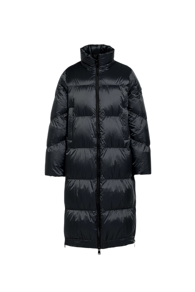 BLACK GOLDBERGH WOMEN'S KEANU DOWN SLEEPING BAG COAT PRODUCT FRONT VIEW NO HOOD