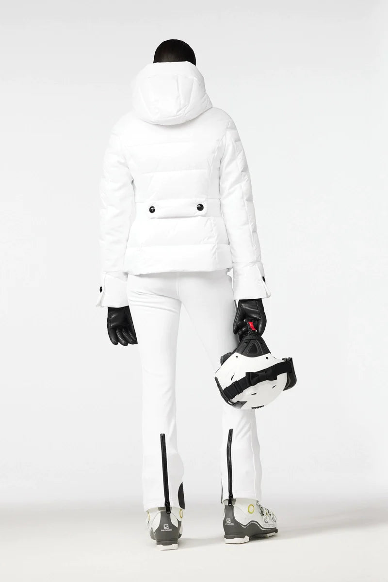 White Bouton Sleek Down Ski Jacket