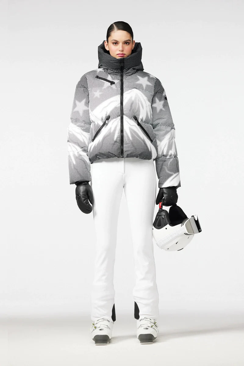 Black/White Pammy Graphic Down Ski Jacket