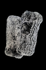 Gray EM-EL Knitted Fingerless Rex Rabbit Fur Gloves
