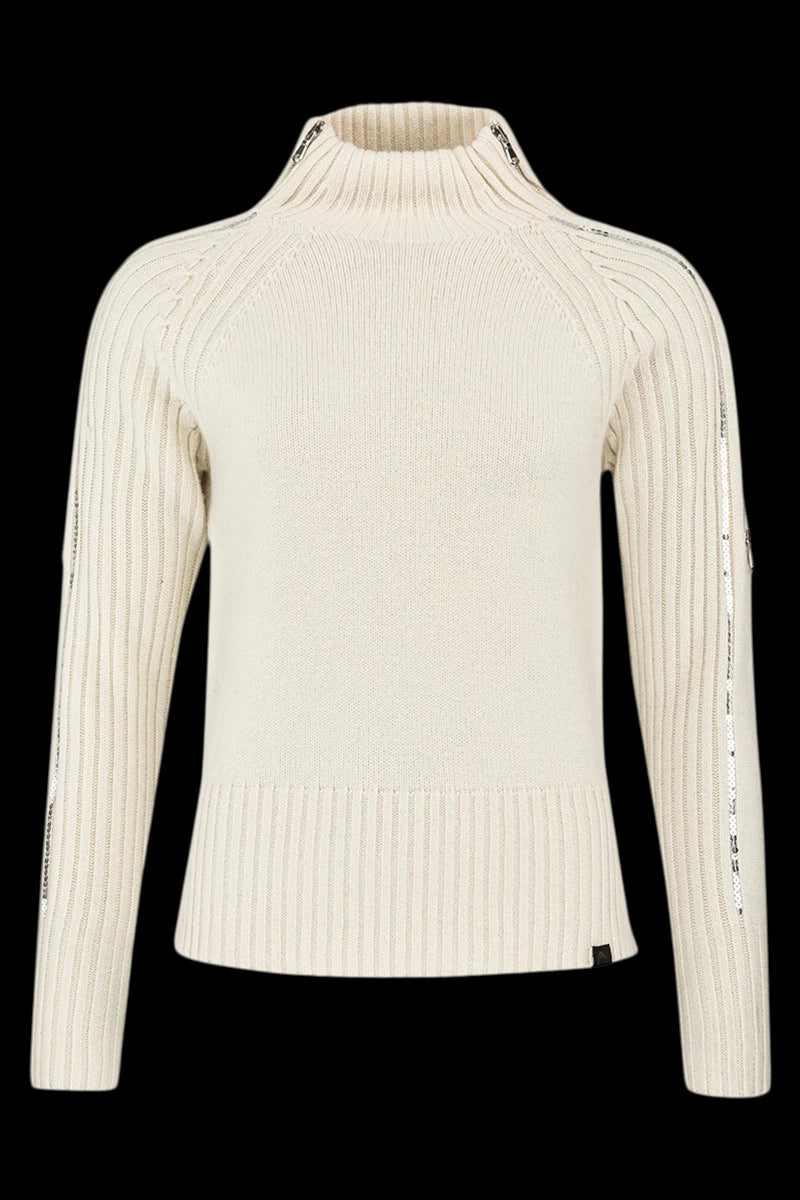 Sequin Stripe Funnel Neck Jumper with Cashmere, Clothing Sale