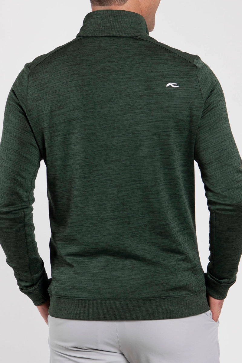 CanopyGreen Kjus Men's Liam Techwool Half-Zip Sweater Model Back  View