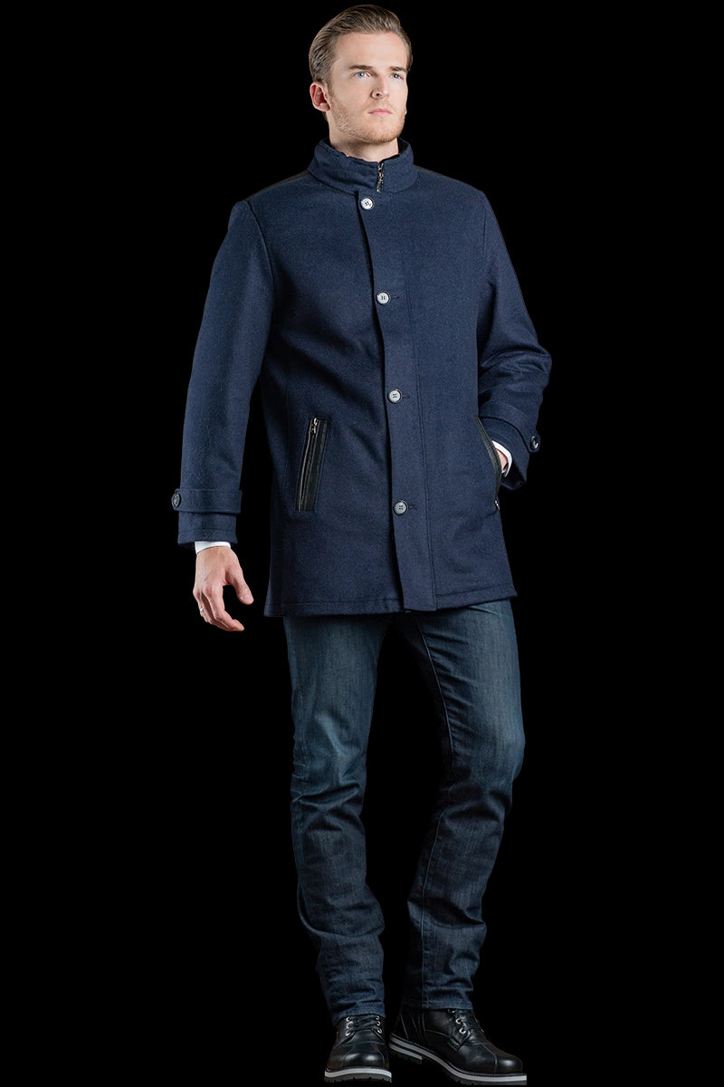 NavyBlue Loro Piana Men's Cashmere Sheared Mink Fur Lined Jacket