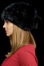 Black EM-EL Rex Rabbit Slouch Fur Hat