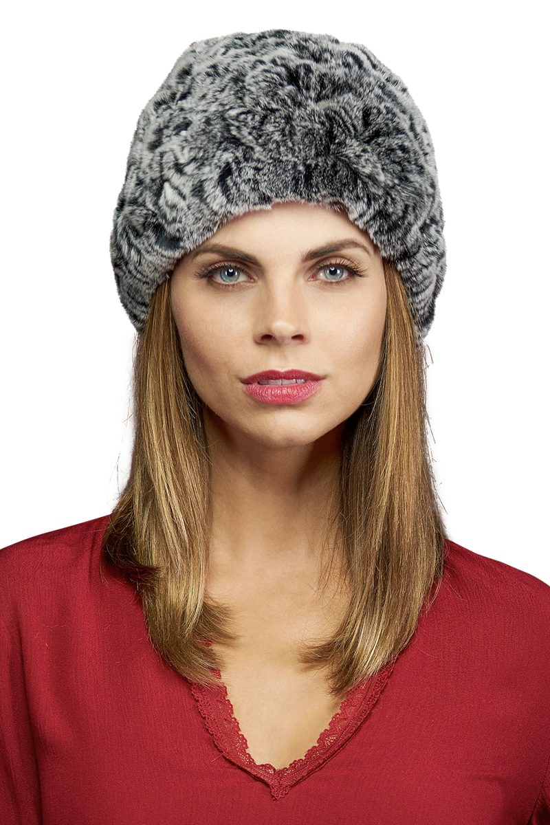 Gray EM-EL Rex Rabbit Slouch Fur Hat