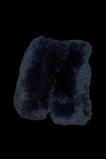 NavyBlue EM-EL Knitted Fingerless Rex Rabbit Fur Gloves