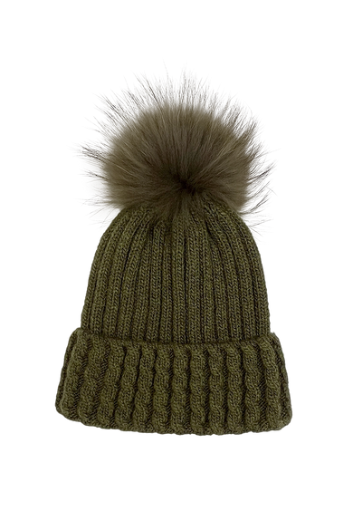 Greta Wool Hat with Detachable Fox Fur Pompom