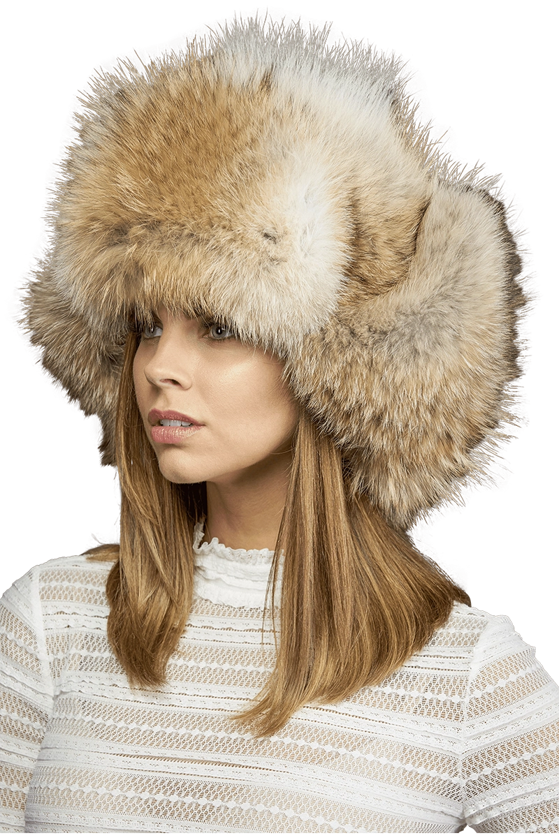 NaturalMulti Lenore Marshall Oversized Unisex Trapper Fur Hat