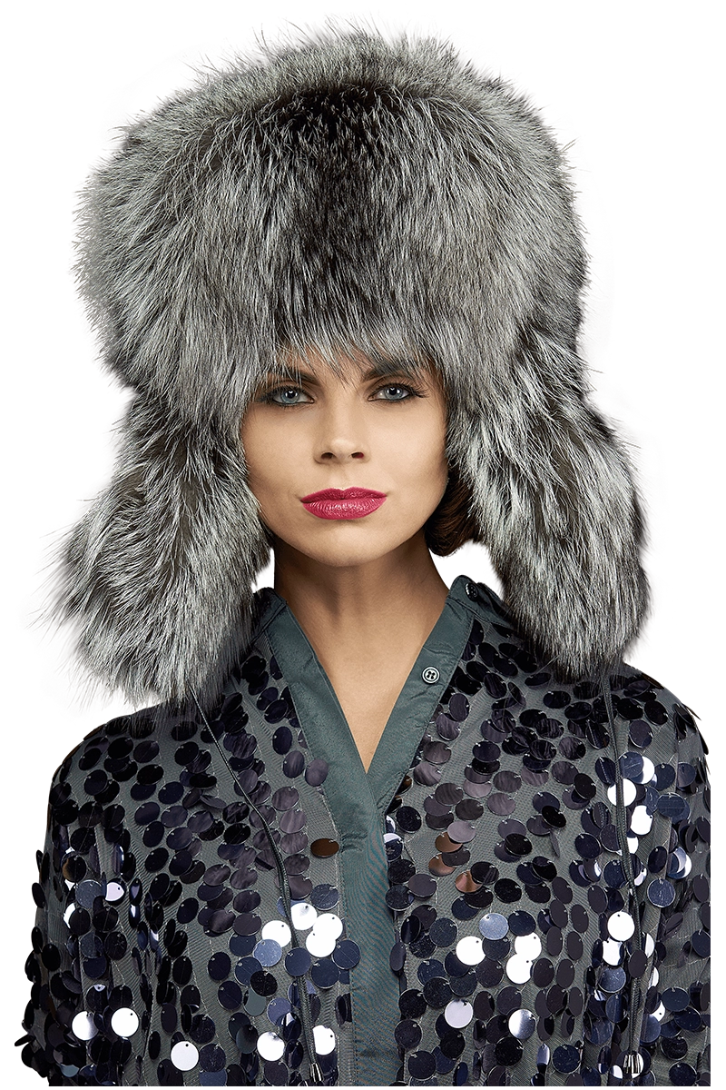 Gray Lenore Marshall Oversized Unisex Trapper Fur HatNaturalMulti Lenore Marshall Oversized Unisex Trapper Fur Hat