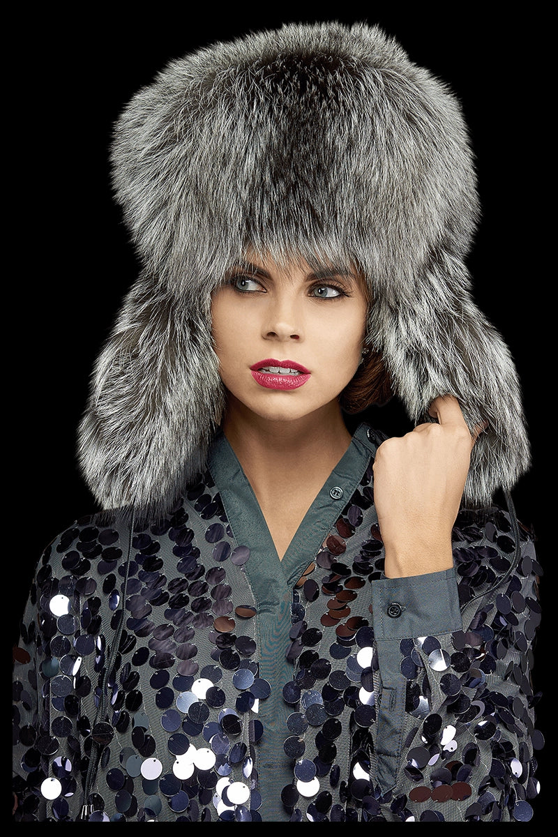 Gray Lenore Marshall Oversized Unisex Trapper Fur HatNaturalMulti Lenore Marshall Oversized Unisex Trapper Fur Hat