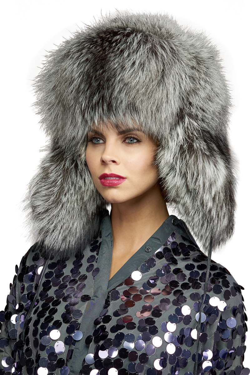 Gray Lenore Marshall Oversized Unisex Trapper Fur HatNaturalMulti Lenore Marshall Oversized Unisex Trapper Fur Hat