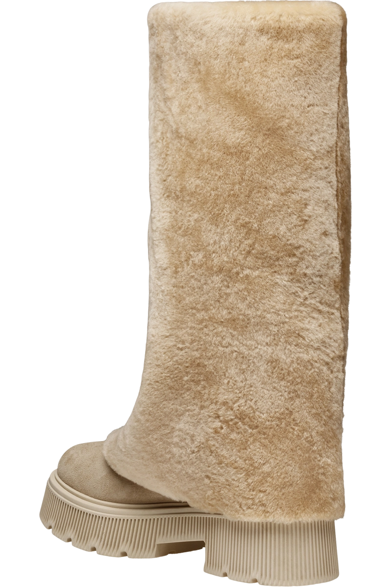 Natural Bogner Women's Turin Shearling Tall Boots Product Back Side View