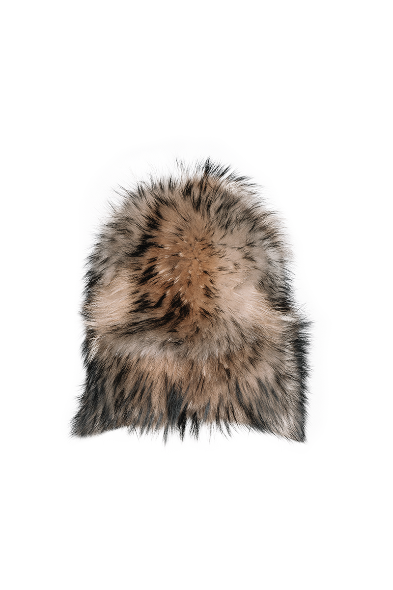 NaturalMulti Lenore Marshall Oversized Unisex Trapper Fur Hat Product Back View