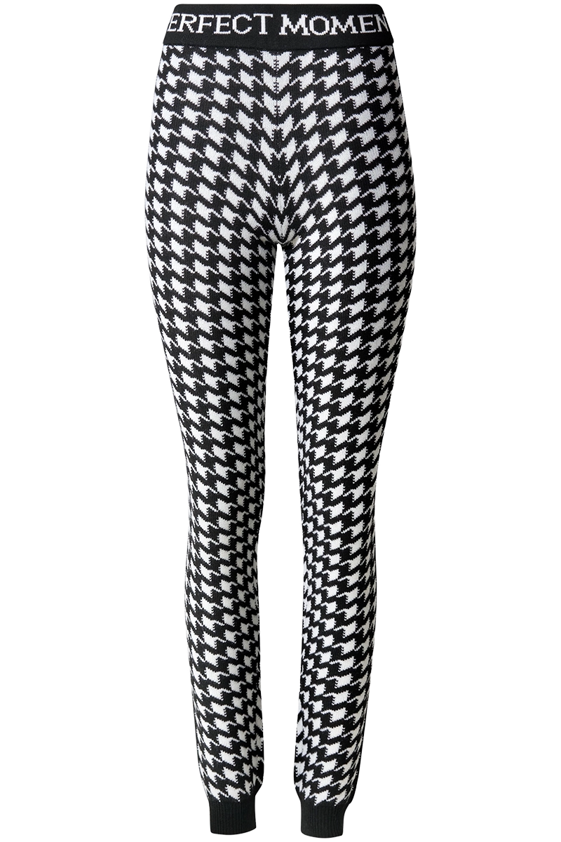 Houndstooth Black White Perfect Moment Women's Houndstooth Leggings Product Front View