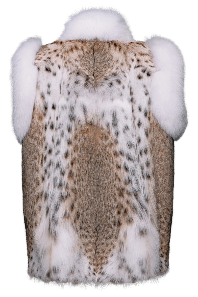 NaturalMulti Pologeorgis American Lynx and Fox Fur Vest Product Back View