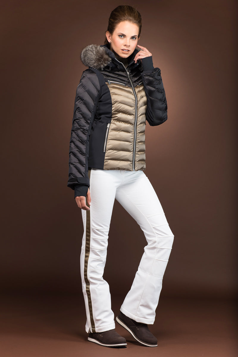 MetallicBronze/Black Toni Sailer Edie Splendid Ski Jacket - Fur Hood Trim