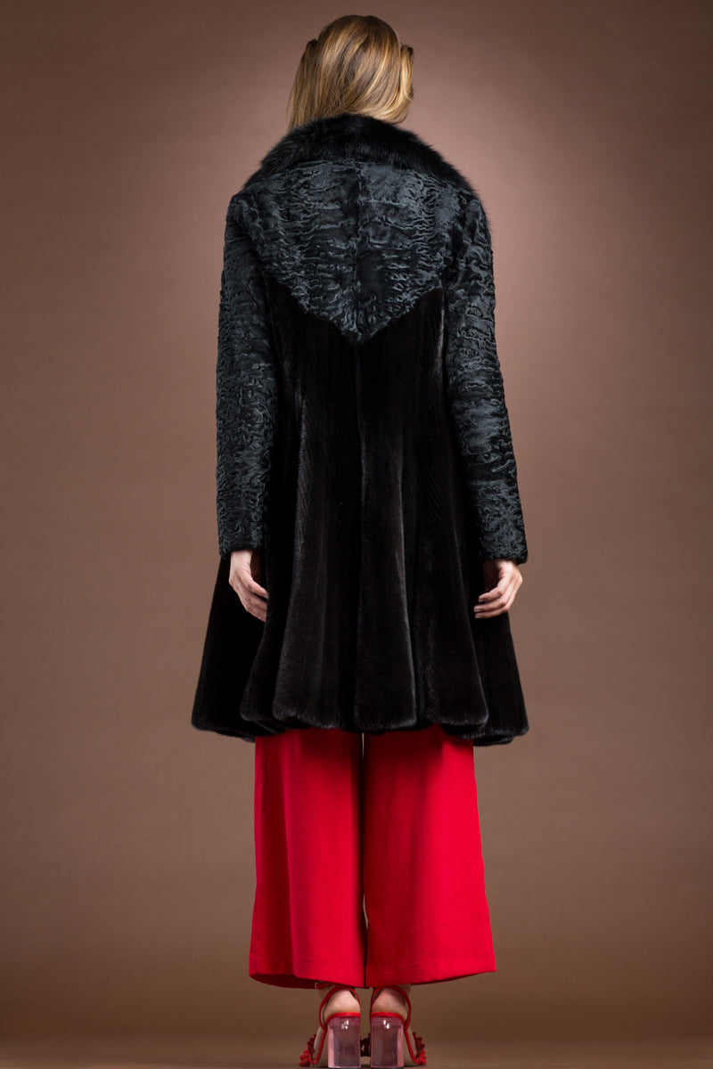 Zac Posen Sable - Lamb - Swing Mid Length Mink Fur Coat