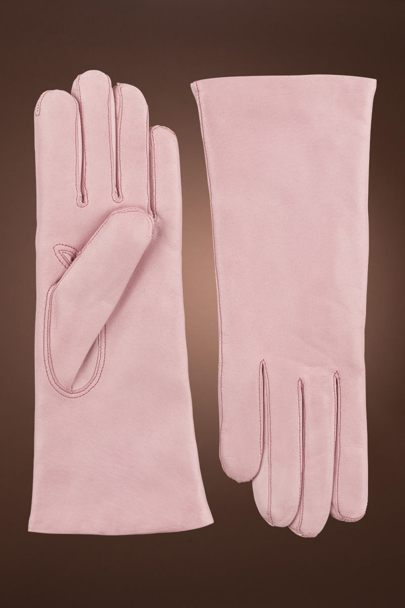 Pink Hestra Women's Hairsheep Leather Pique 3 Btn Cashmere Lined Gloves