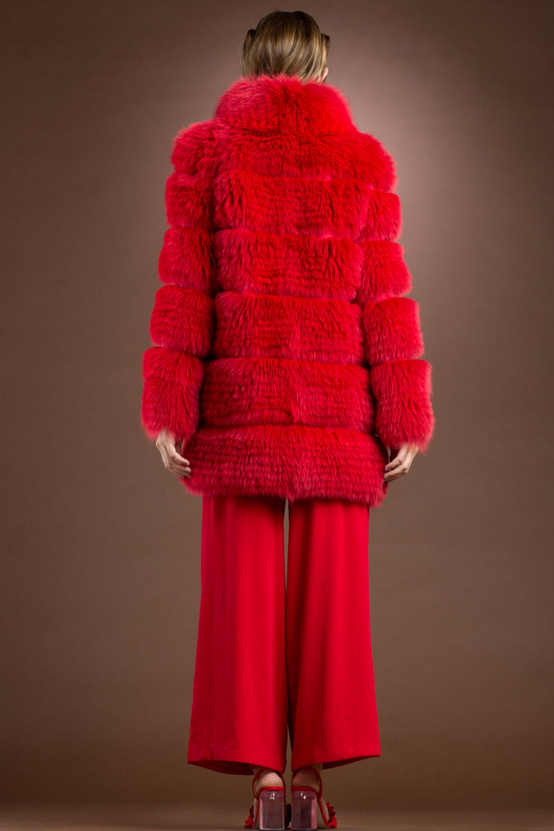  EM-EL Red Shadow Fox Mid-Length Fur Coat