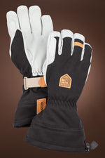 Black Hestra Men's Army Leather Patrol Gauntlet Ski Gloves