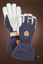 NavyBlue Hestra Men's Army Leather Patrol Gauntlet Ski Gloves