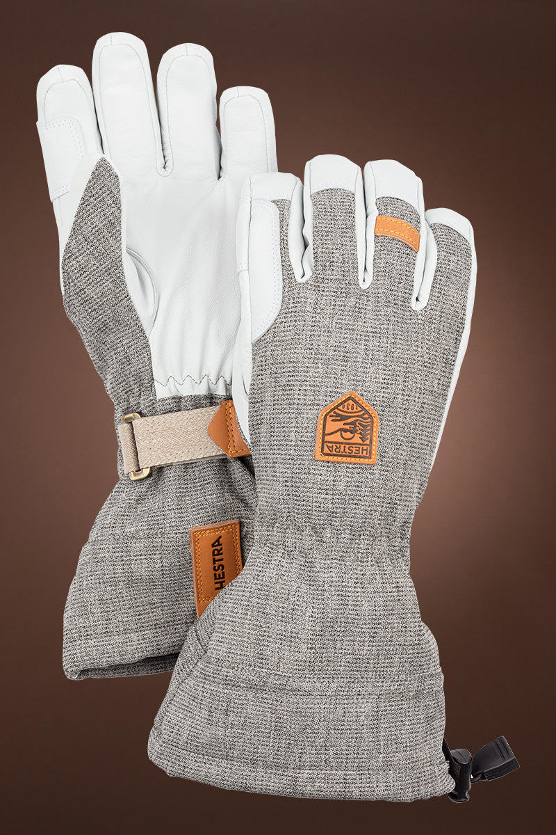 Gray Hestra Men's Army Leather Patrol Gauntlet Ski Gloves
