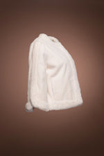 White Pologeorgis Women's Split Cuff Sheared & Long Haired Mink Fur Jacket