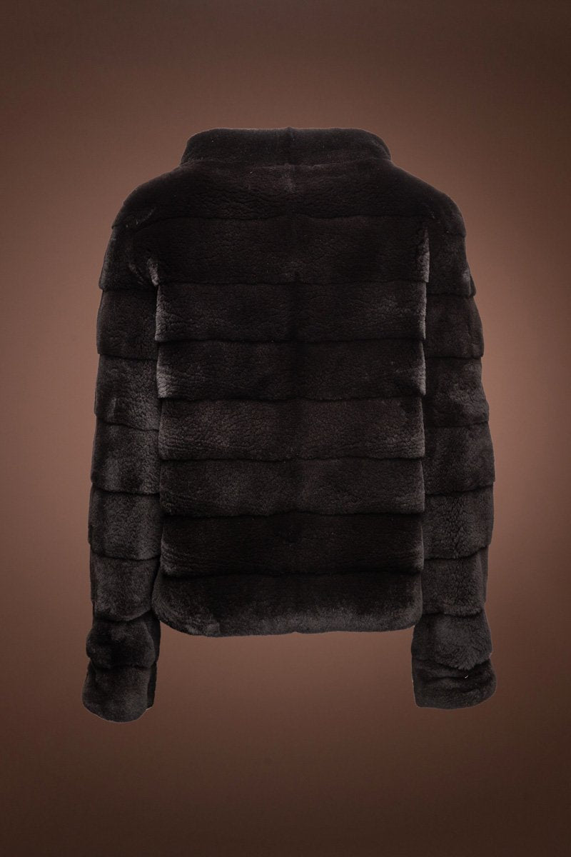 Black Pologeorgis Women's Horizontal Zip-Up Mink Fur Jacket