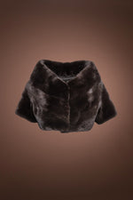 Black Pologeorgis Triangle Shaped Mink Fur Shrug