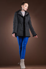  EM-EL Reversible Patterned Black Sheared & Long Haired Mink Fur Jacket