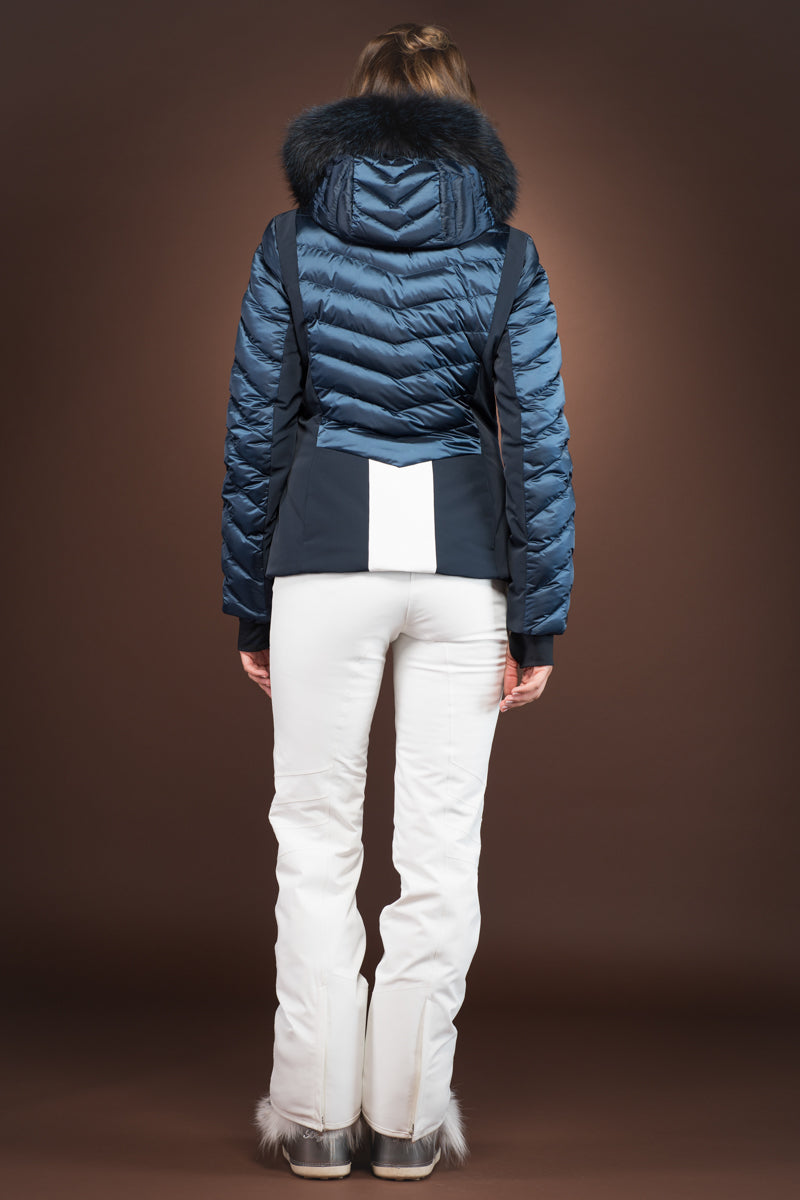 InkBlue/Navy Blue Toni Sailer Edie Splendid Ski Jacket - Fur Hood Trim