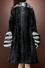  Zandra Rhodes Stardust Swakara and Chinchilla Mid-Length Fur Coat