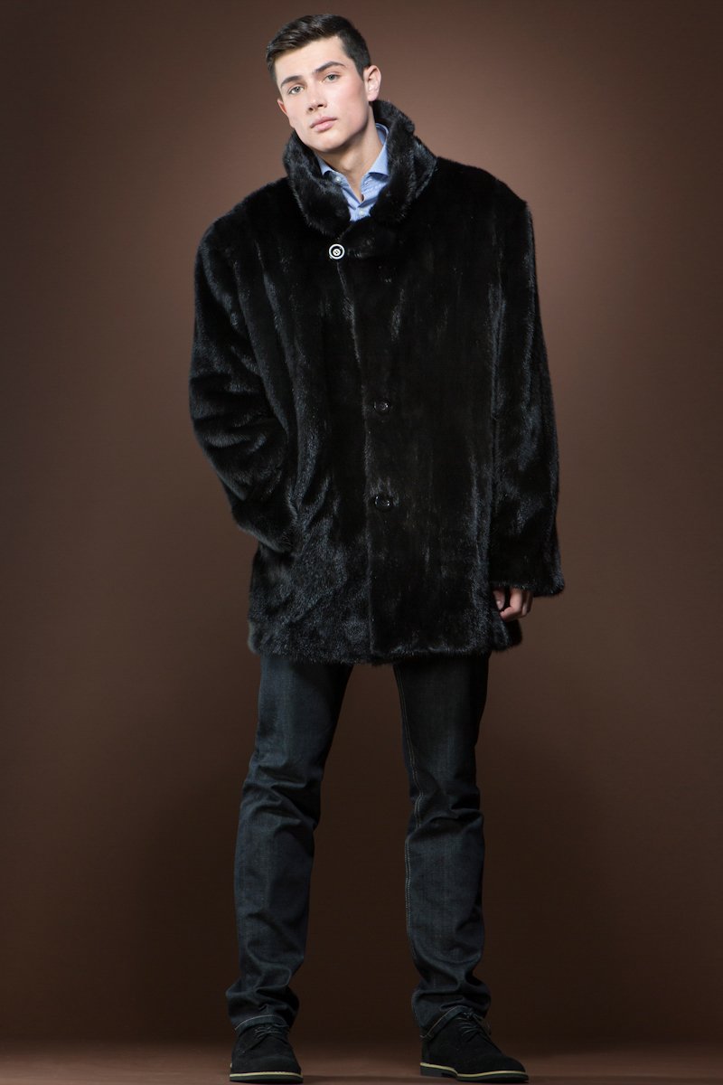 Ranch Men's Classic Button Down Mink Fur Jacket