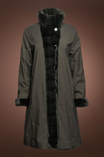 ForestGreen EM-EL Women's Reversible Horizontal Mid-Length Mink Fur Coat