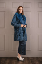 IndigoBlue EM-EL Mid-Length Karakul Fur Coat - Fox Fur Collar