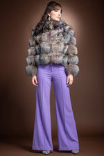 MultiPrint EM-EL Fantasy Silver Fox - Houndstooth Fabric Fur Jacket