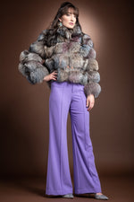 MultiPrint EM-EL Fantasy Silver Fox - Houndstooth Fabric Fur Jacket