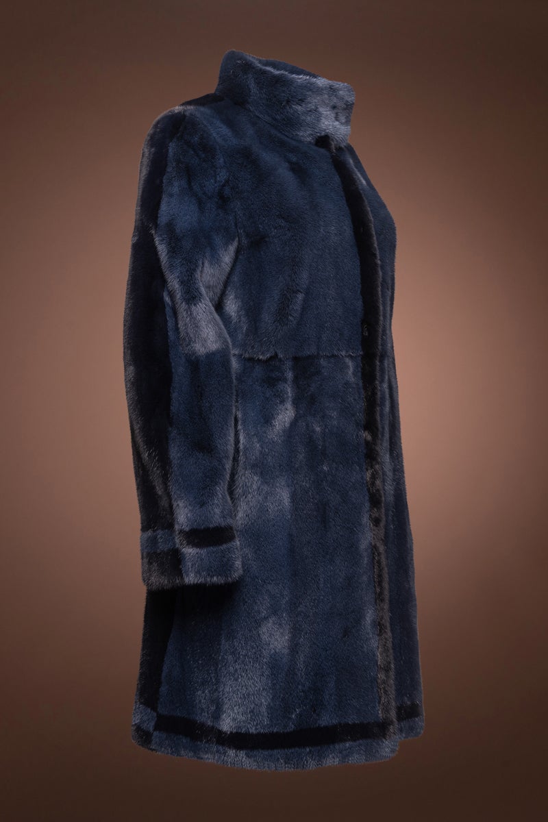 OceanBlue/NavyBlue Mink Fur Coat