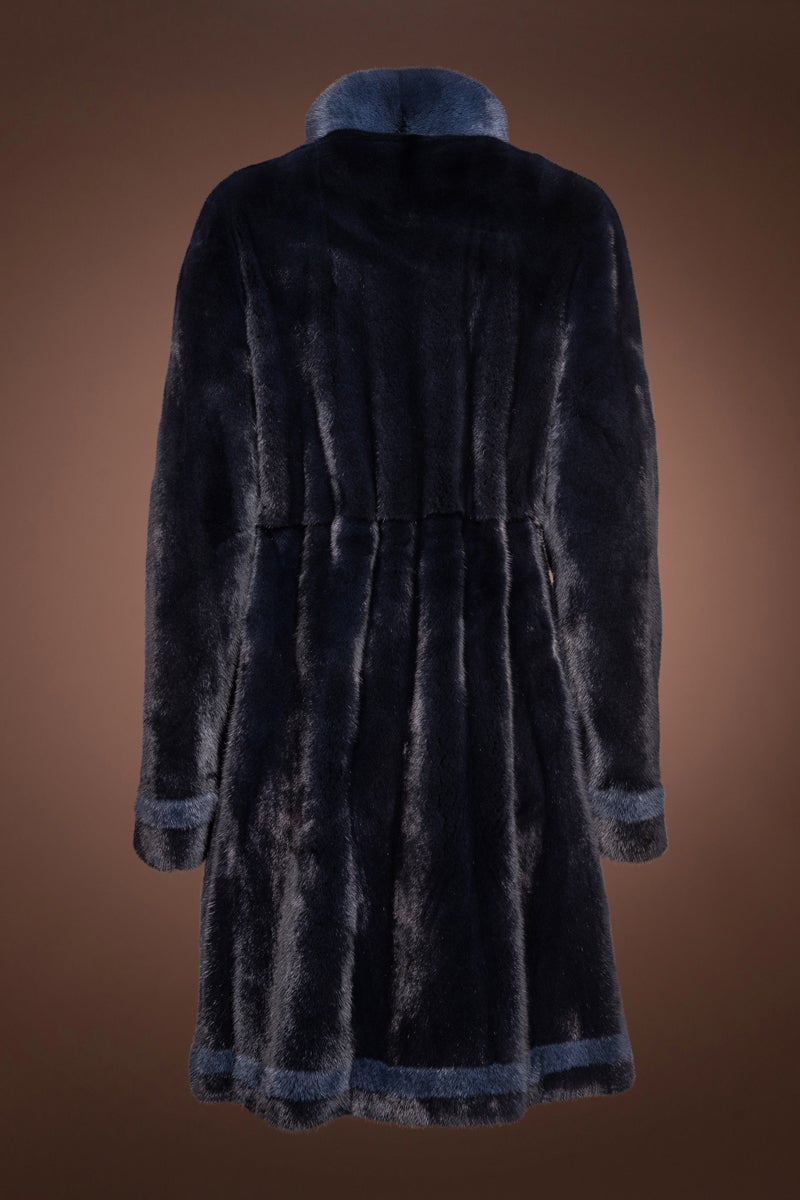 OceanBlue/NavyBlue Mink Fur Coat
