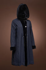 NavyBlue Loro Piana Reversible Hooded Mid-Length Mink Fur Coat