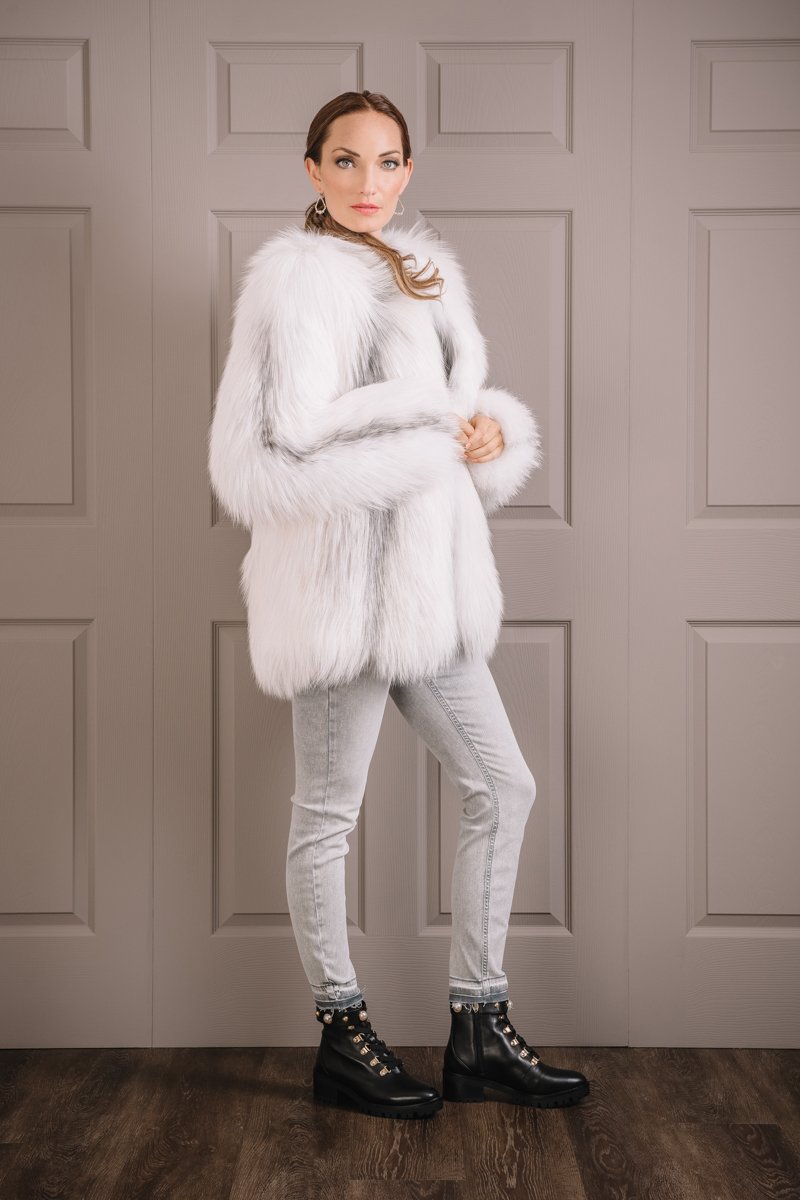 ArcticMarble EM-EL Women's Perforated Fox Fur Jacket