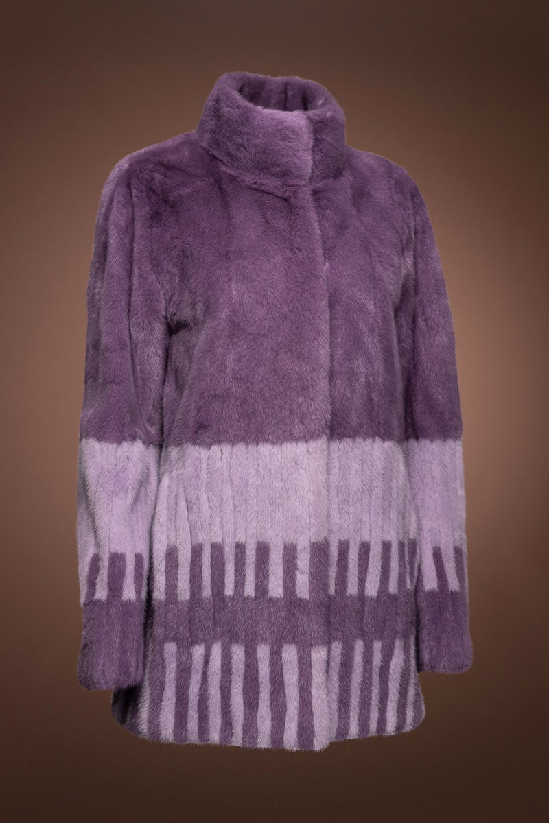 Purple Two Purples Piano Key Mink Fur Jacket