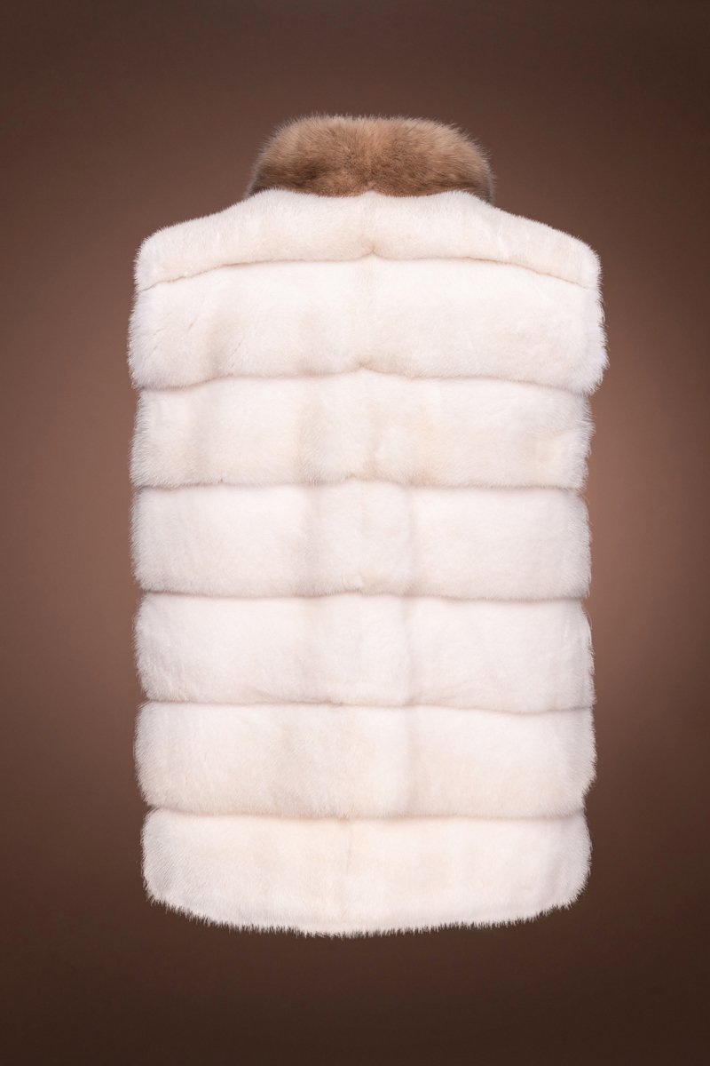 PearlCross Horizontal Mink and Sable Fur Vest