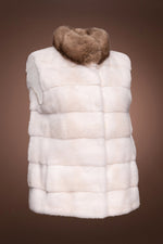 PearlCross Horizontal Mink and Sable Fur Vest